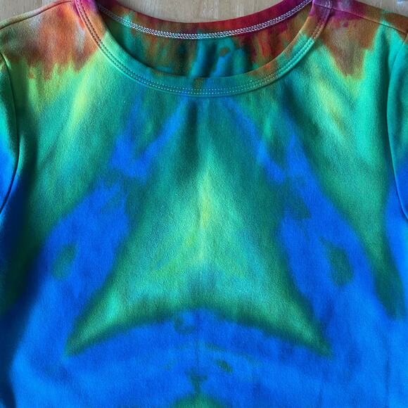 Ice Dyed Bodycon Dress - Long-sleeve Night Out - Hippie Boho Women's XLarge - Picture 9 of 11